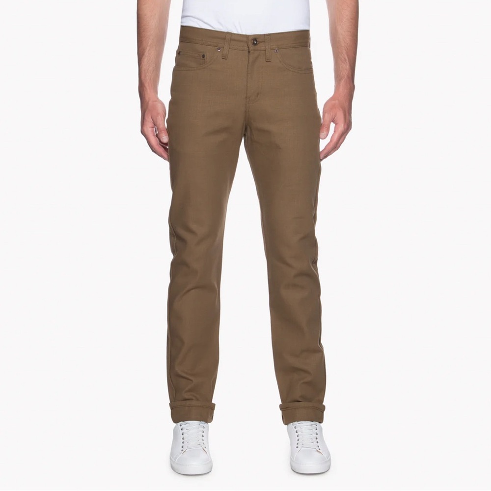 Naked and Famous Denim Weird Guy - Raw Cotton Canvas - Brown sz 34 X 30